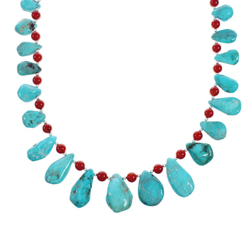 Native American Navajo Multicolor Sterling Silver Bead Necklace X10796